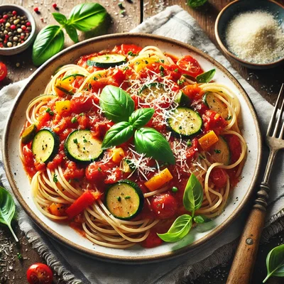 Spaghetti mit Gemüse-Tomatensauce