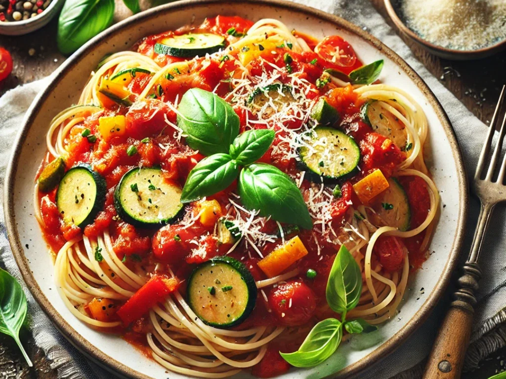 Spaghetti mit Gemüse-Tomatensauce