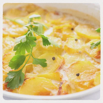 Kartoffelgratin mit Zwiebeln