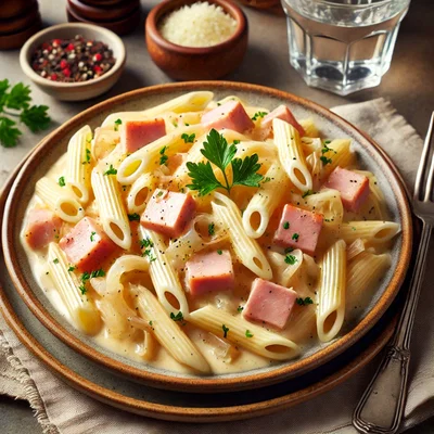 Cremige Nudeln mit Kochschinken und Käse