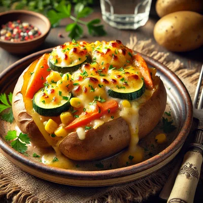 Überbackene Kartoffeln mit Gemüsefüllung