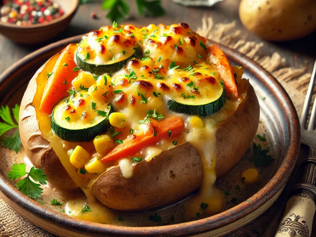 Überbackene Kartoffeln mit Gemüsefüllung