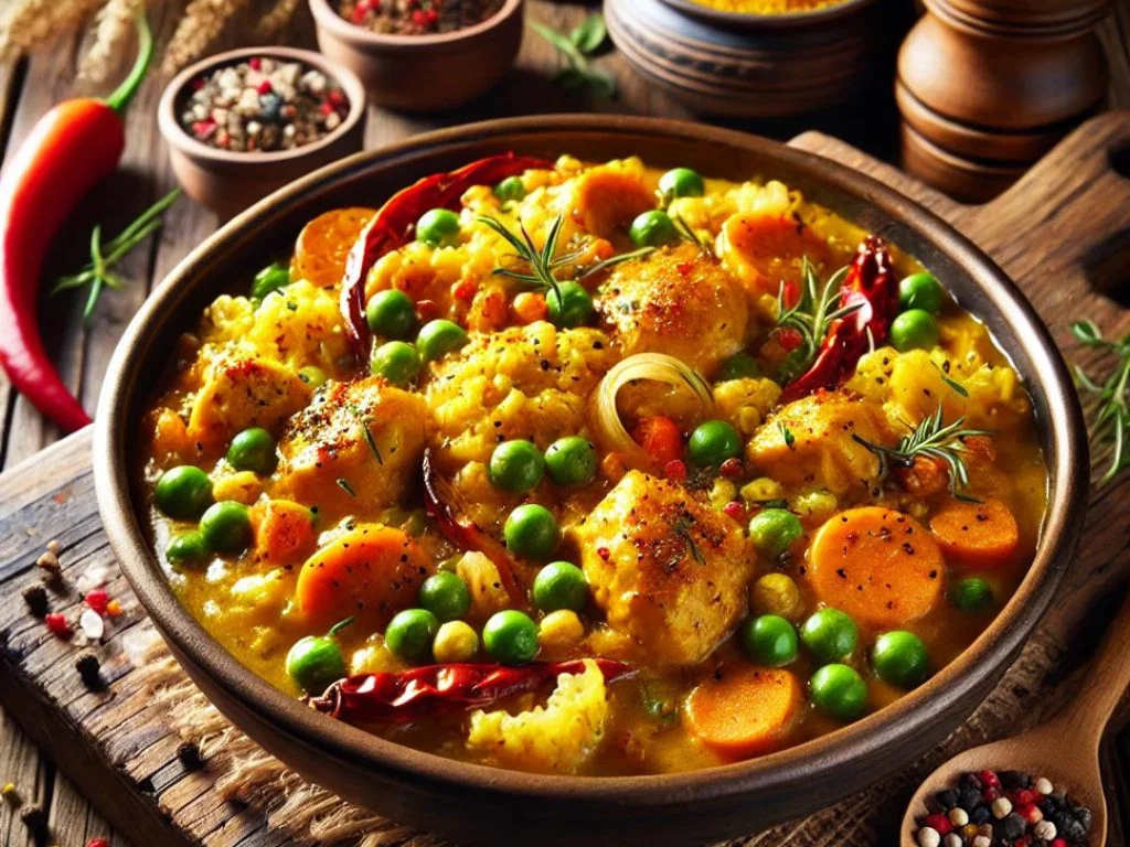 Hähnchen-Curry mit Gemüse und Reis
