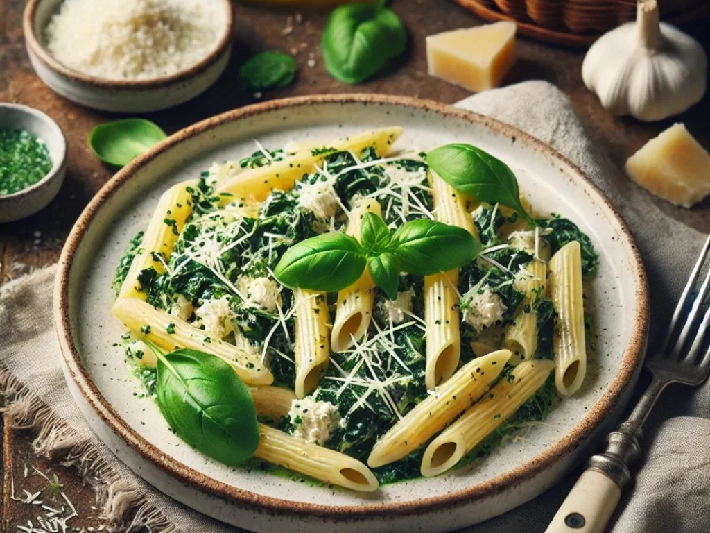 Pasta mit Ricotta und Spinat