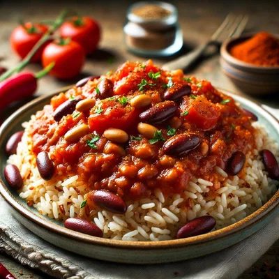 Reis mit Tomaten und Kidneybohnen