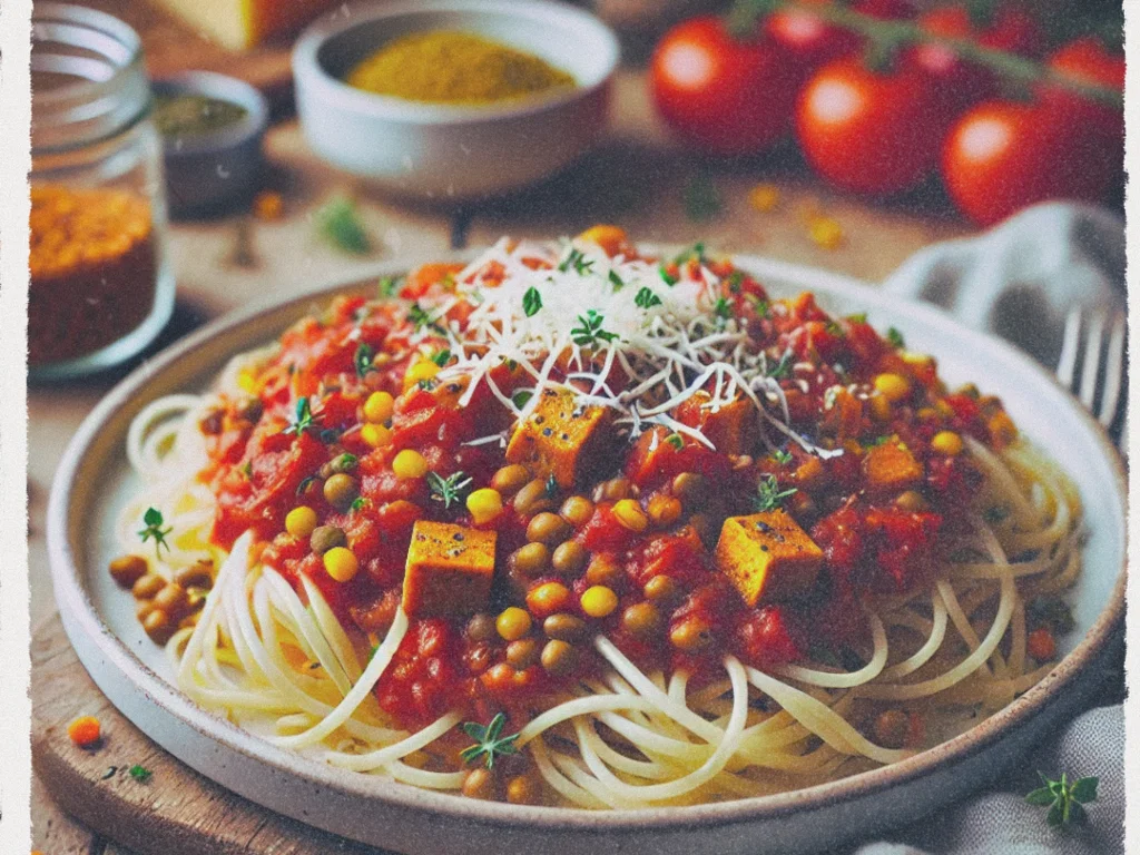 Spaghetti mit Linsen-Bolognese