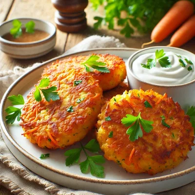 Köstliche Kartoffel-Möhren-Puffer mit Apfelmus