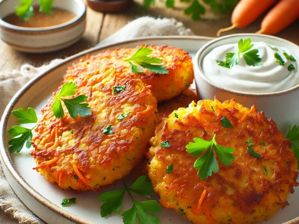 Köstliche Kartoffel-Möhren-Puffer mit Apfelmus