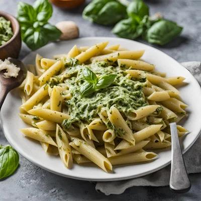 Penne mit grünem Pesto und Sonnenblumenkernen