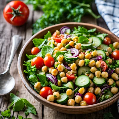 Kichererbsensalat mit frischem Gemüse