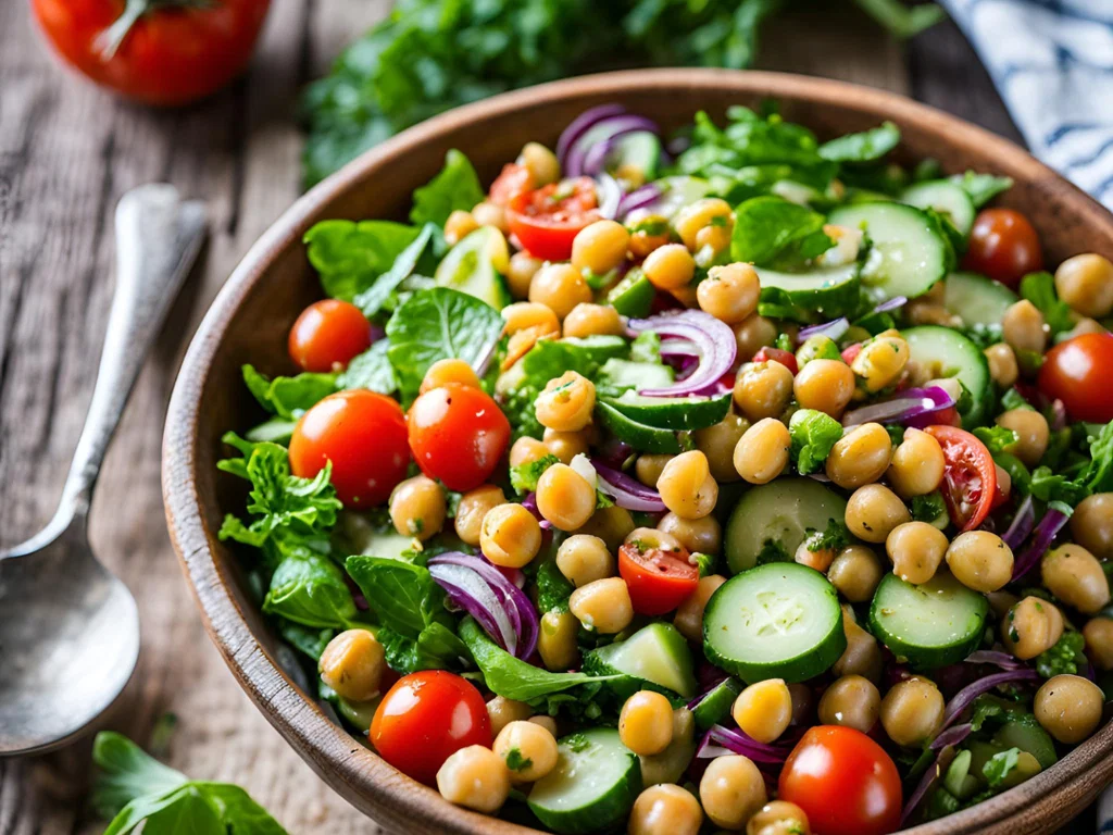 Kichererbsensalat mit frischem Gemüse