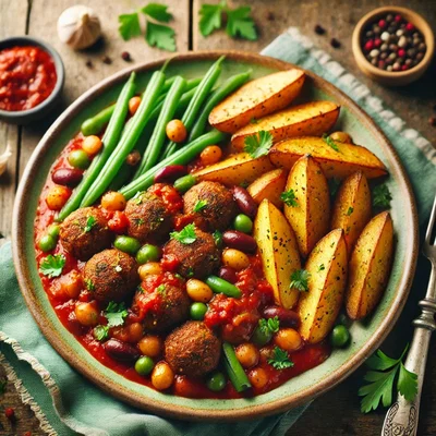 Ofenkartoffeln mit veganem Hack und buntem Gemüse