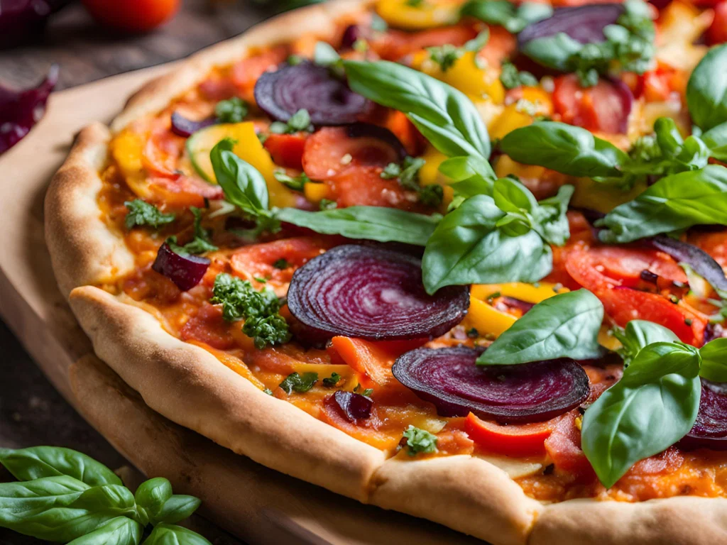 Bunte Gemüse-Linsen-Pizza