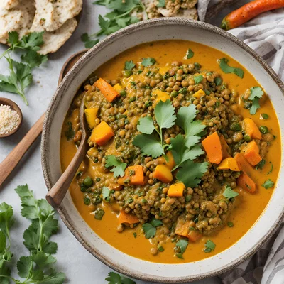 Curry mit grünen Linsen und geröstetem Roggenbrot