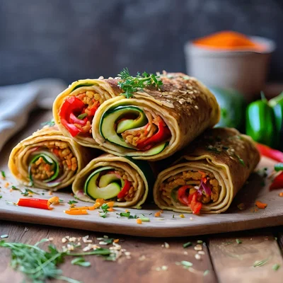 Dinkel-Pfannkuchen mit Linsenfüllung