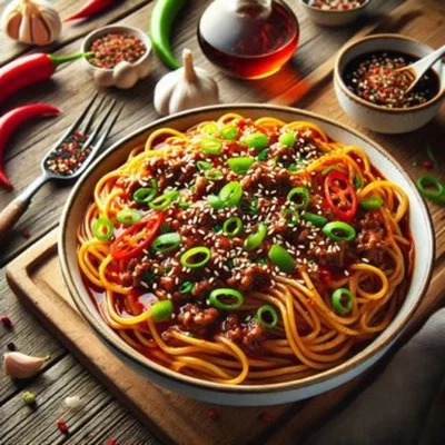 Linguine mit Rinderhack und Ingwer-Sauce