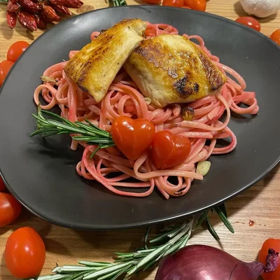 Pasta mit Lachs und Rote Bete