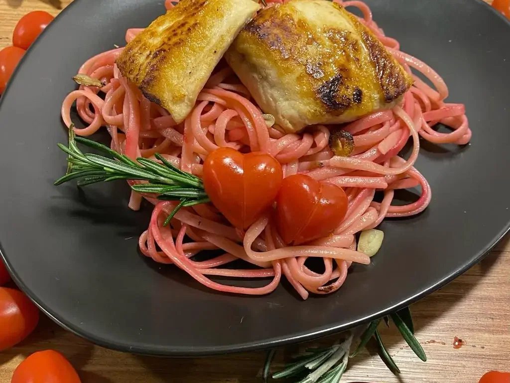 Pasta mit Lachs und Rote Bete