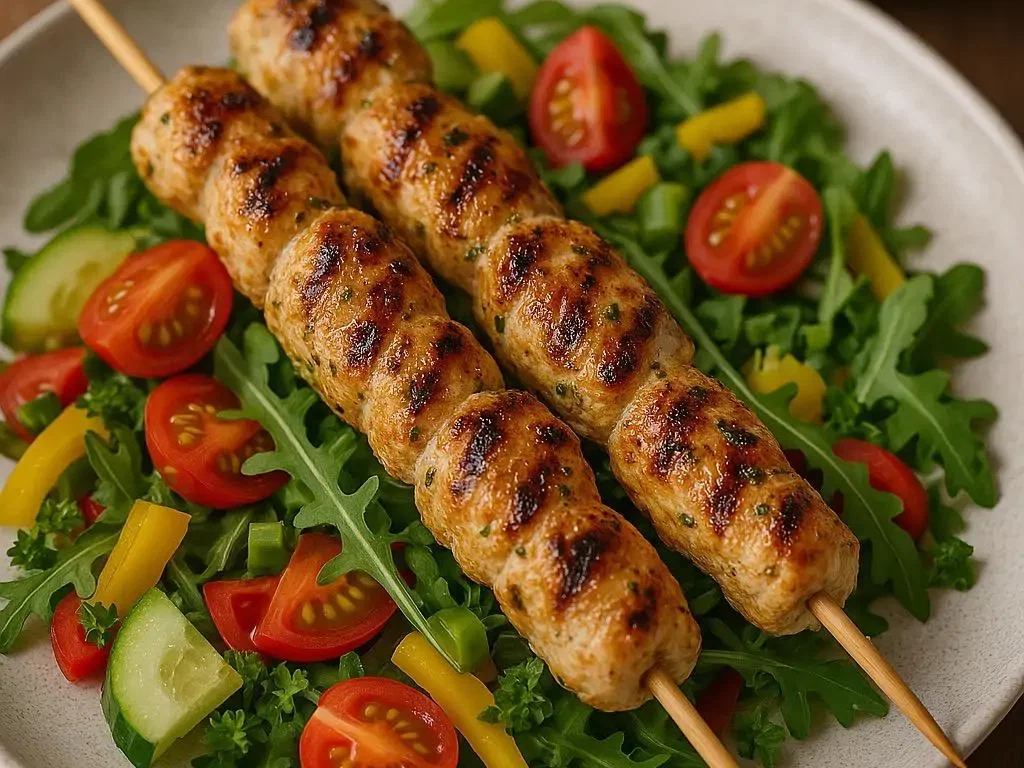 Hähnchenspieße mit Kräuter-Marinade & knackigem Sommersalat