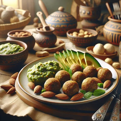Mandel-Hirse-Bällchen mit afrikanischer Avocadopaste