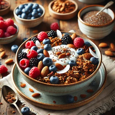 Geröstetes Low-Carb-Müsli mit Joghurt