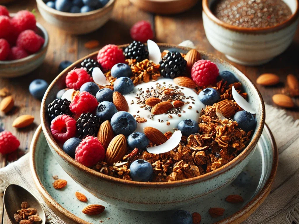 Geröstetes Low-Carb-Müsli mit Joghurt