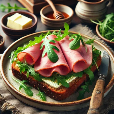 Eiweißbrot mit Butter & Schinken