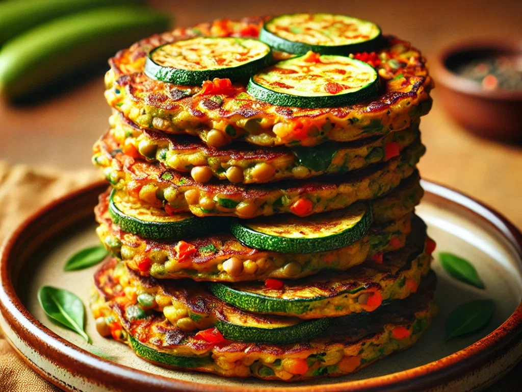 Linsenpfannkuchen mit Gemüse