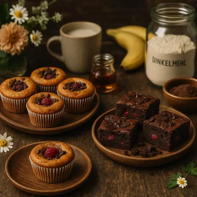 Banana Bliss Muffins & Dinkel-Himbeer-Brownies