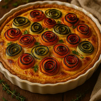 Karottenrosen-Tarte mit Delikat Kick