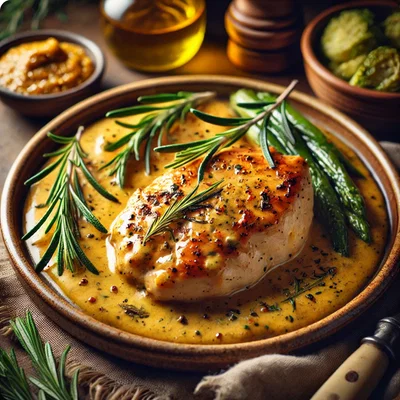 Hähnchenbrust in Senf-Rosmarin-Sauce