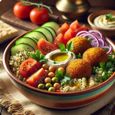 Falafel-Bowl mit Hummus