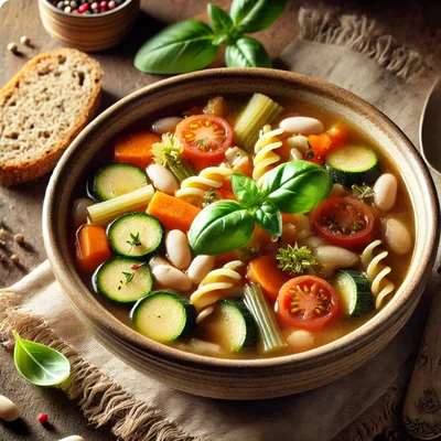 Vegetarische Bohnensuppe mit Vollkornnudeln