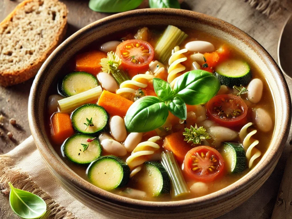 Vegetarische Bohnensuppe mit Vollkornnudeln
