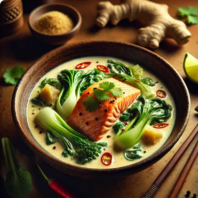 Thailändischer Kokos-Lachs mit Pak Choi