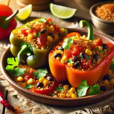 Gefüllte Paprika mit Quinoa und schwarzen Bohnen