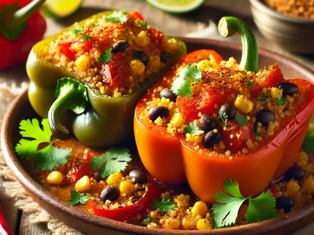 Gefüllte Paprika mit Quinoa und schwarzen Bohnen