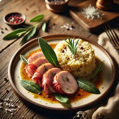 Italienische Putensaltimbocca mit Vollkornrisotto