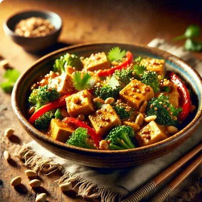 Tofu-Brokkoli-Pfanne mit Erdnusssoße