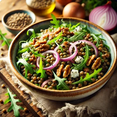 Grüner Linsensalat mit Ziegenkäse