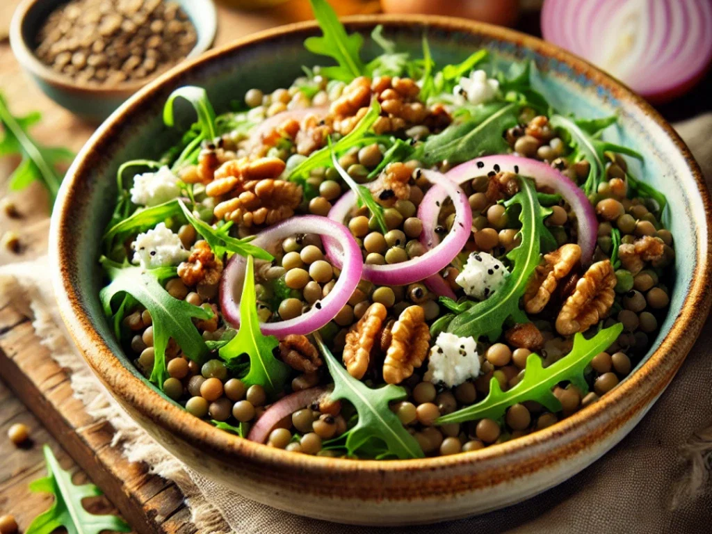 Grüner Linsensalat mit Ziegenkäse