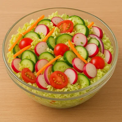 Frischer Sommer-Salat mit würzigem Dressing