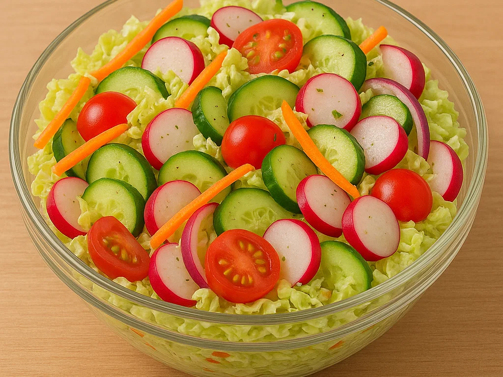 Frischer Sommer-Salat mit würzigem Dressing