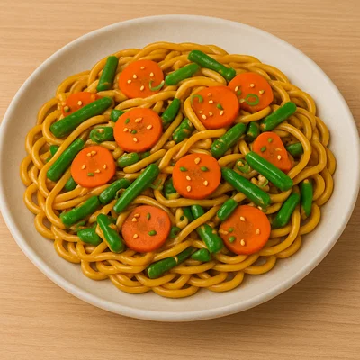 Wok-Nudeln mit Gemüse & Sojasauce