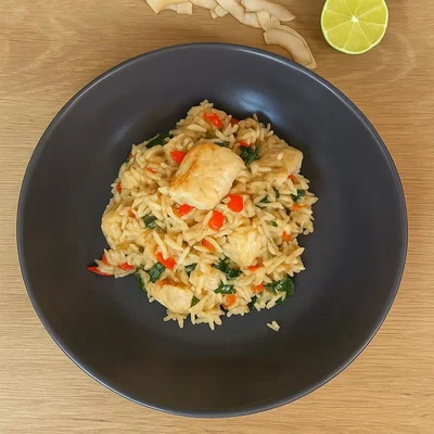 Kokos-Fischpfanne mit Limette & Gemüse