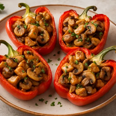 Gefüllte Paprika mit Hähnchen und Pilzen