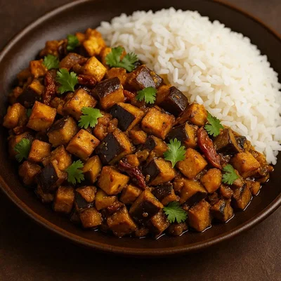 Veganes Shutki Bhuna mit Aubergine