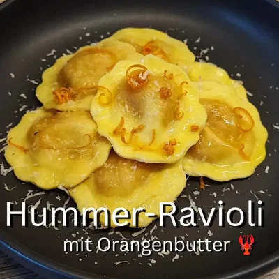 Ravioli gefüllt mit Hummer und Garnelen