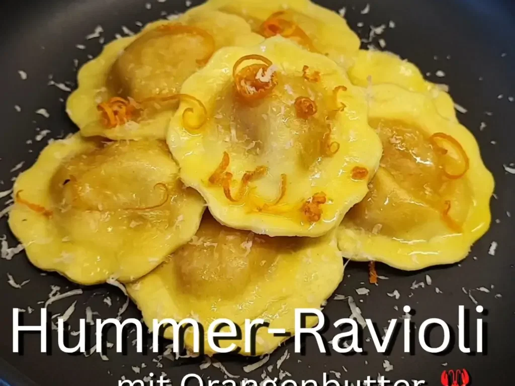 Ravioli gefüllt mit Hummer und Garnelen