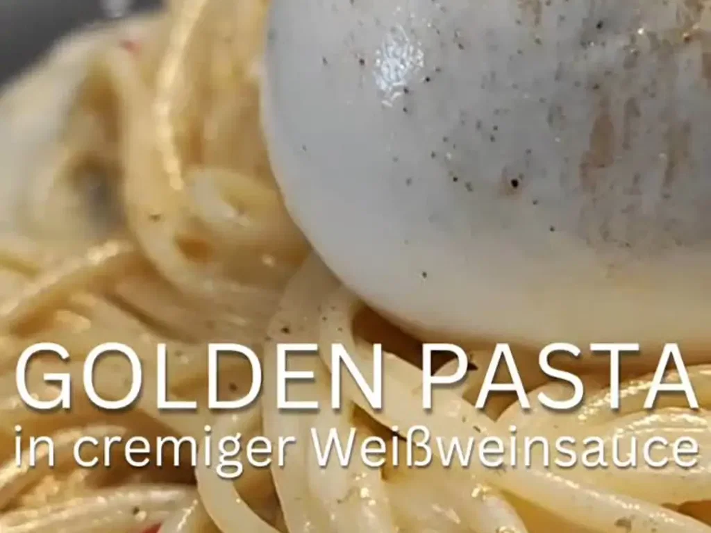 Goldene Pasta in cremiger Weißweinsauce